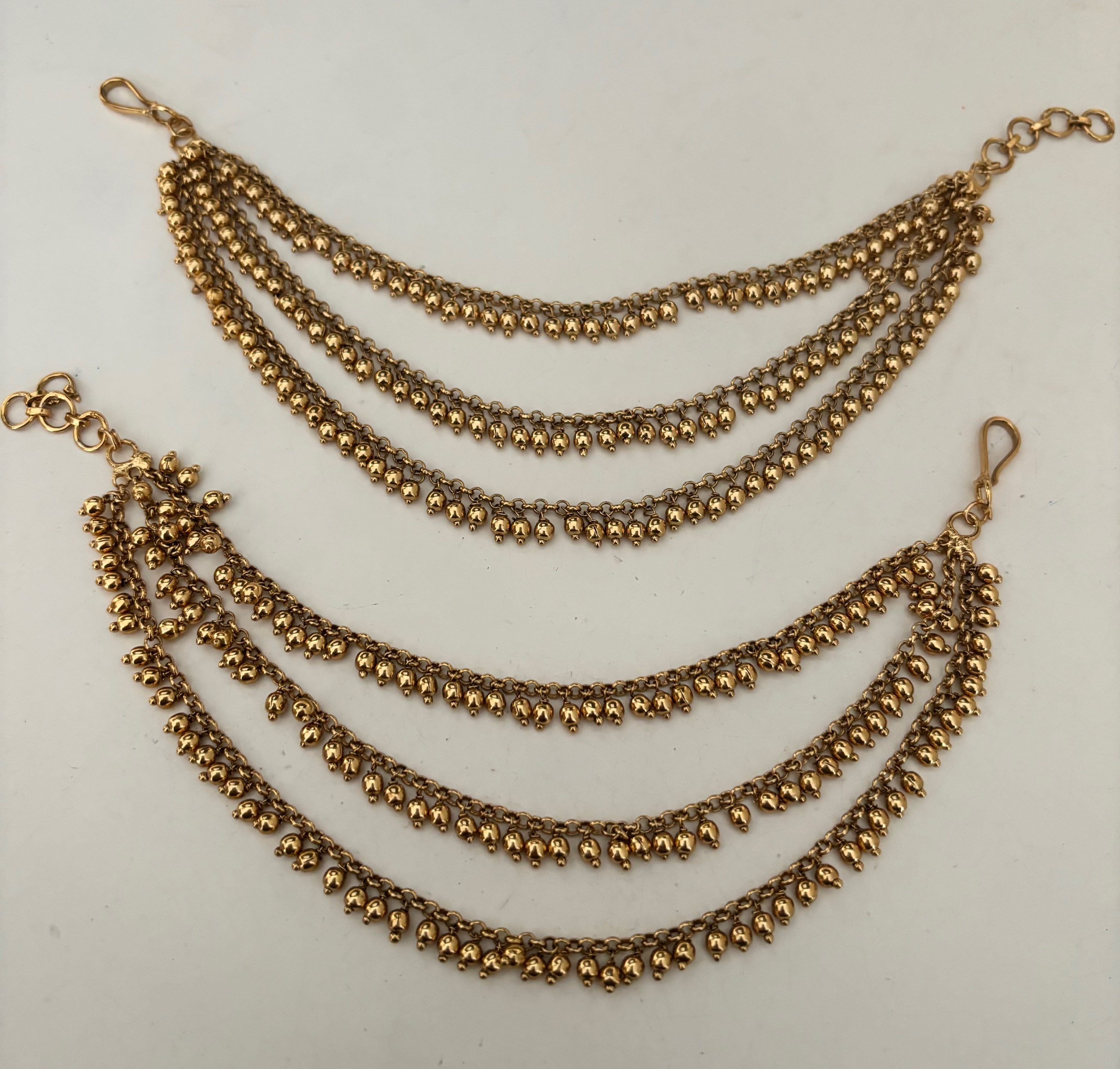 Gold ball drop earring chain image 0