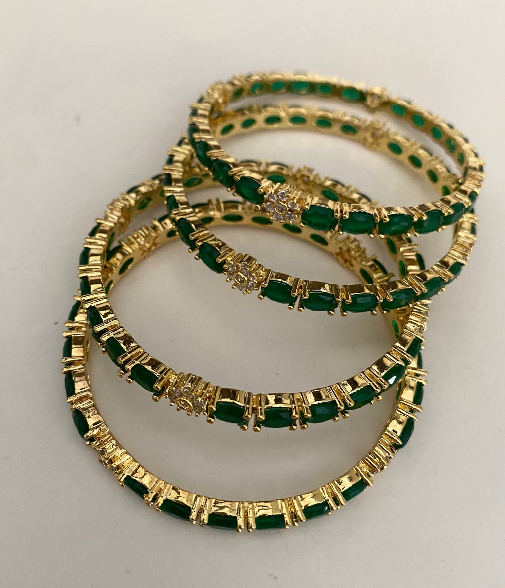 Green stonework set of 4 bangles  image 1