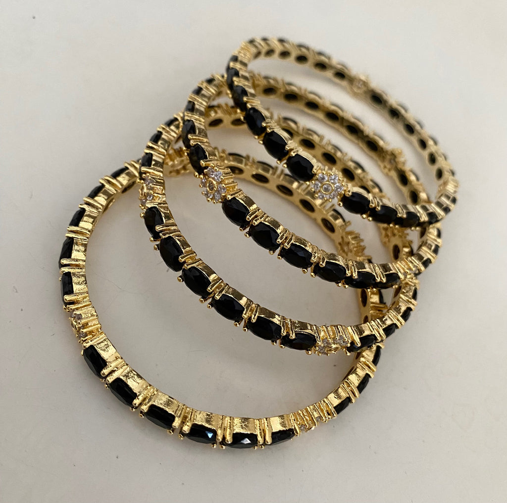 Black stonework set of 4 bangles  image 1