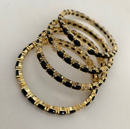 Black stonework set of 4 bangles  image 1