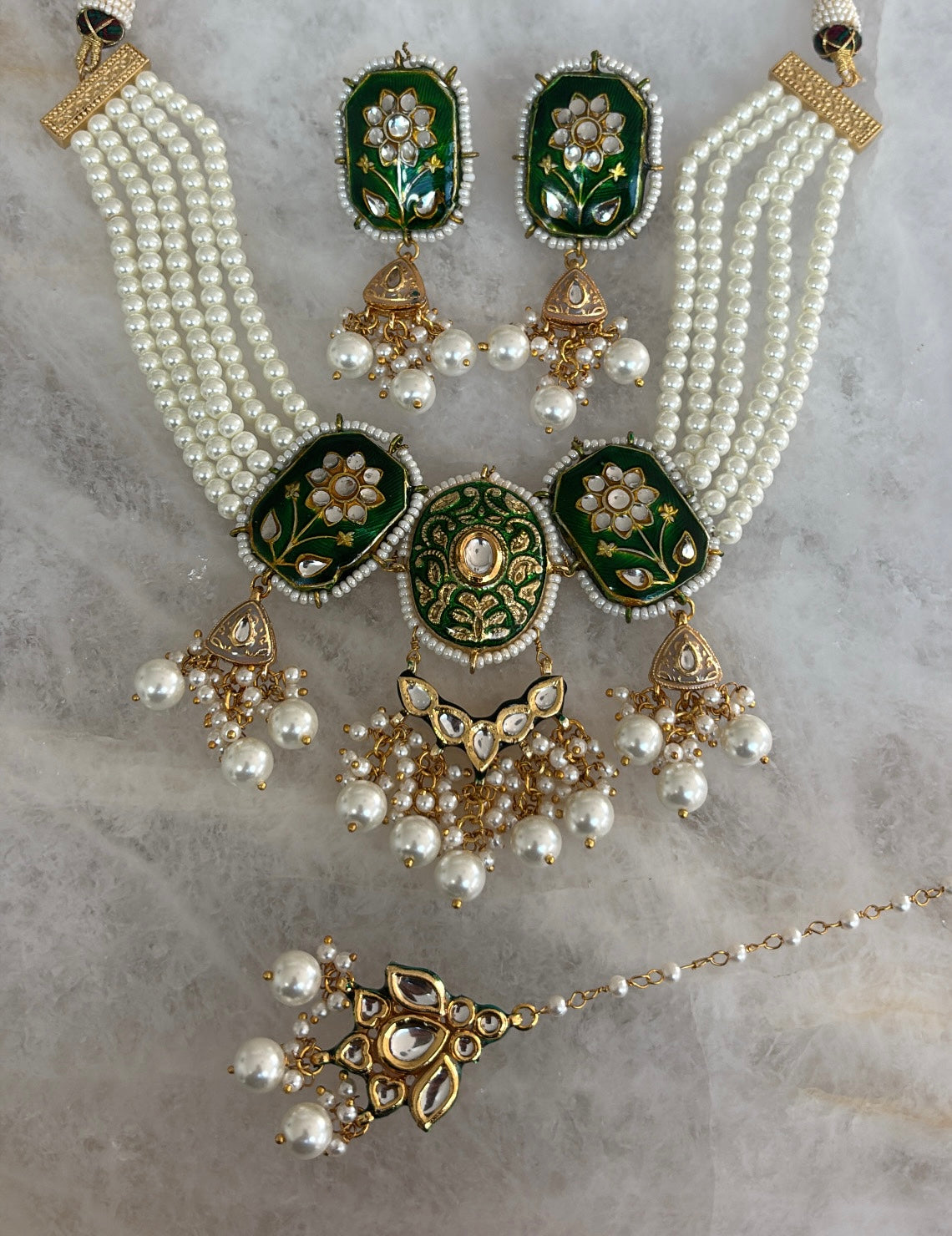Kundan Green/ Pearl
