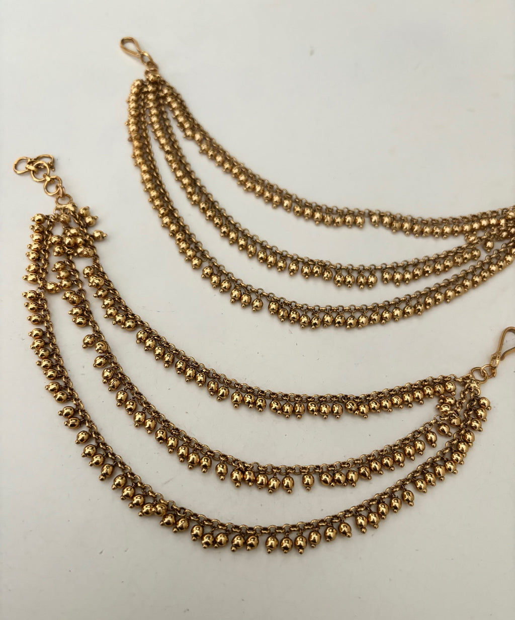 Gold ball drop earring chain image 1