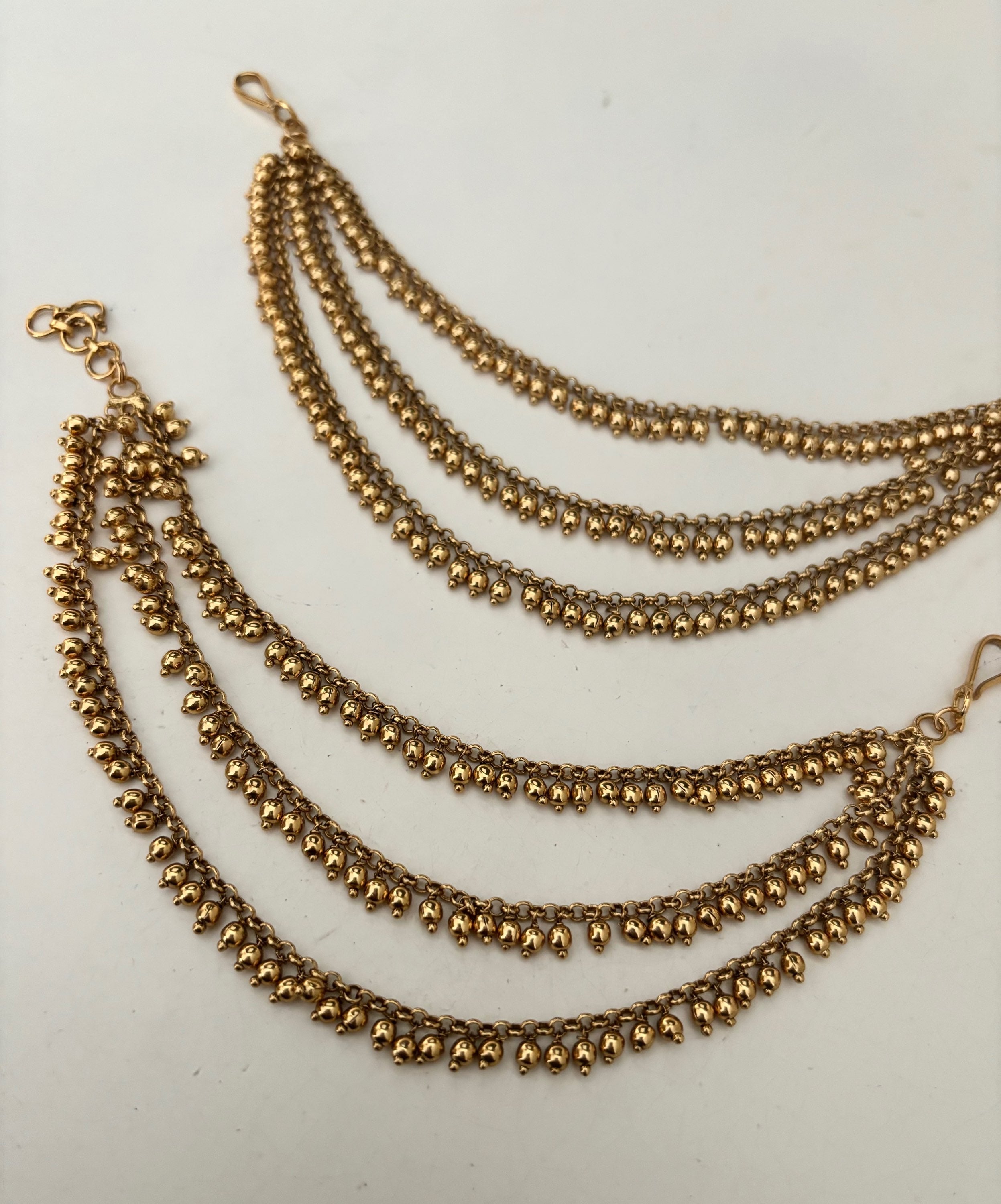 Gold ball drop earring chain image 1