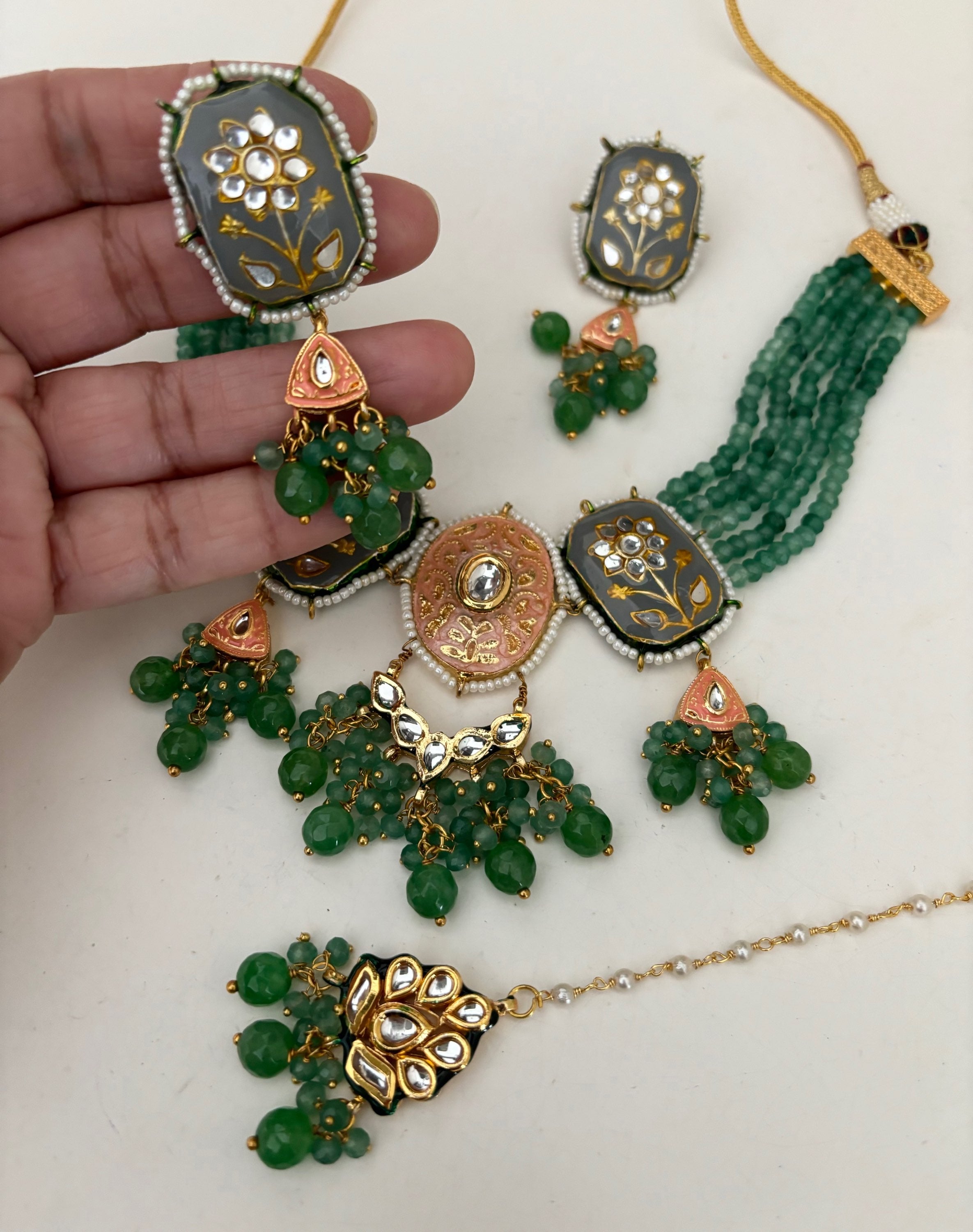 Kundan pastel green/grey  image 1