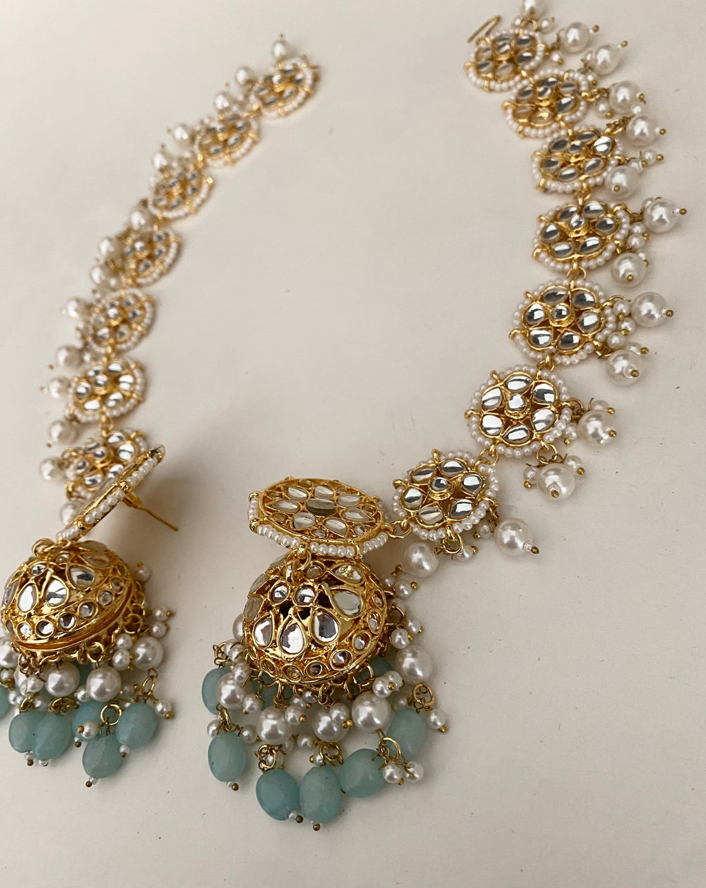 Jamuna jhumka with earring chain /tikli  image 4