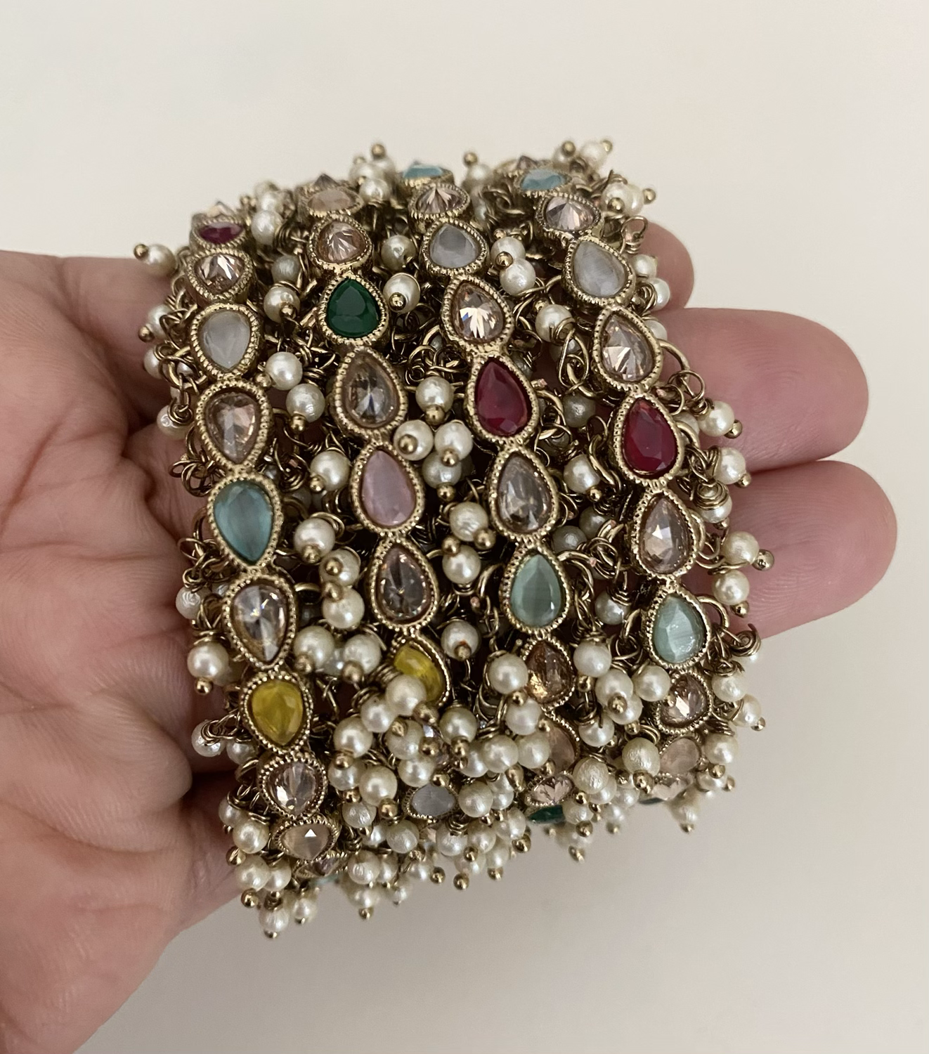 Tear drop pearl trim (mix colour)  image 0