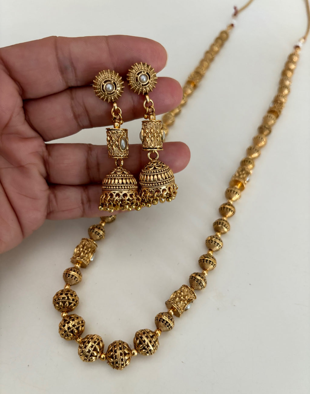Ball mala with oblong pearl  image 1