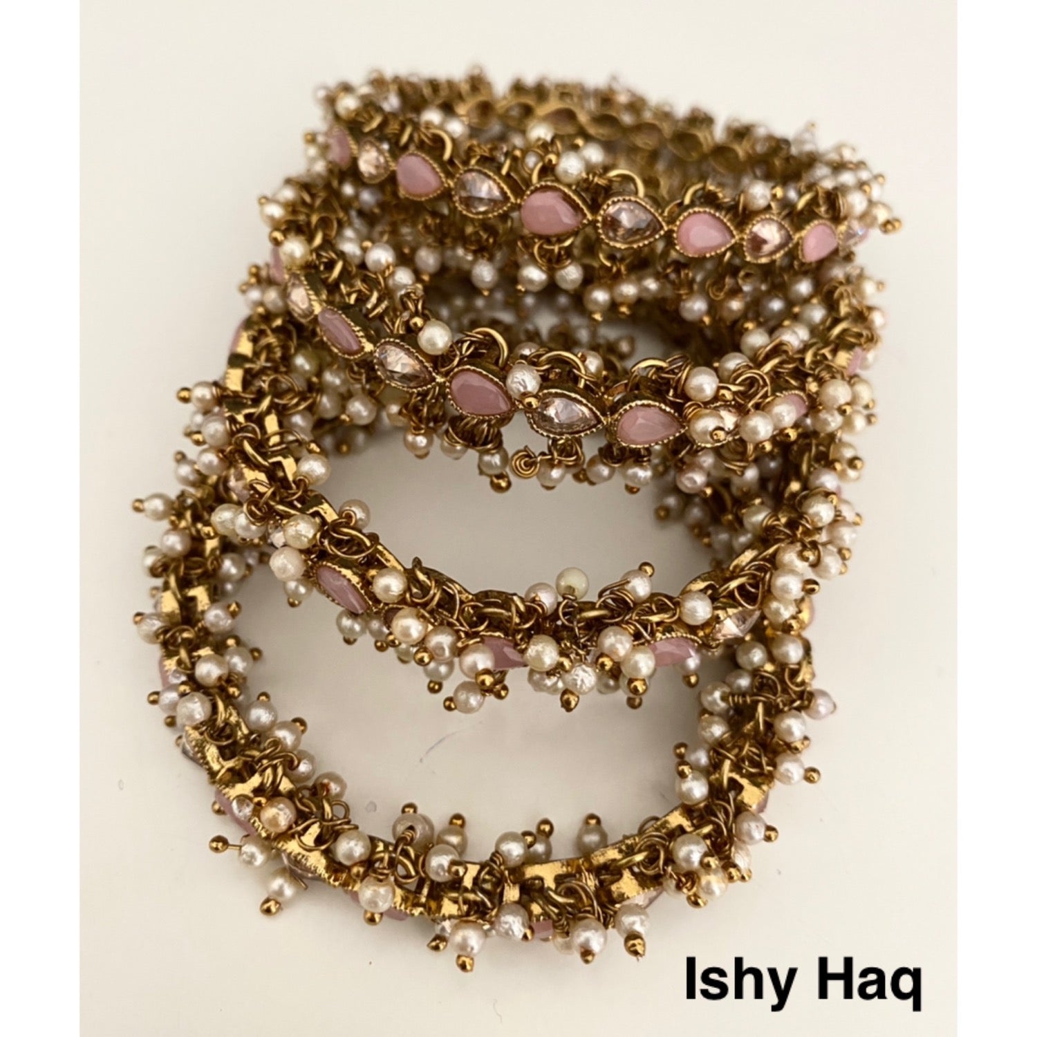 Tear drop pearl trim (dark pink) image 1