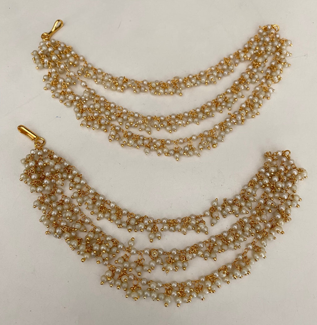 Pearl 3 layer earring chain image 0