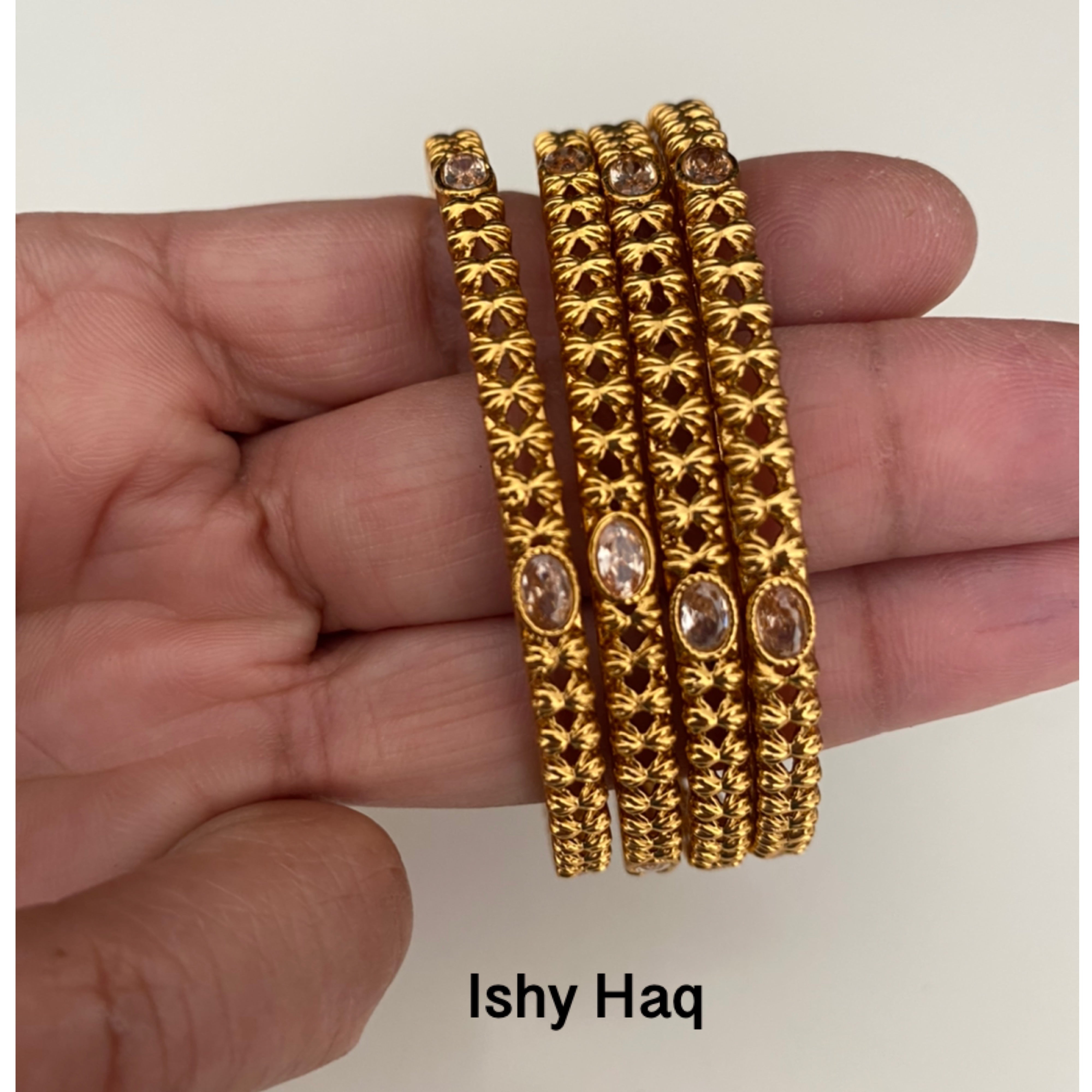 Vintage Gold Bangles with Stone image 0