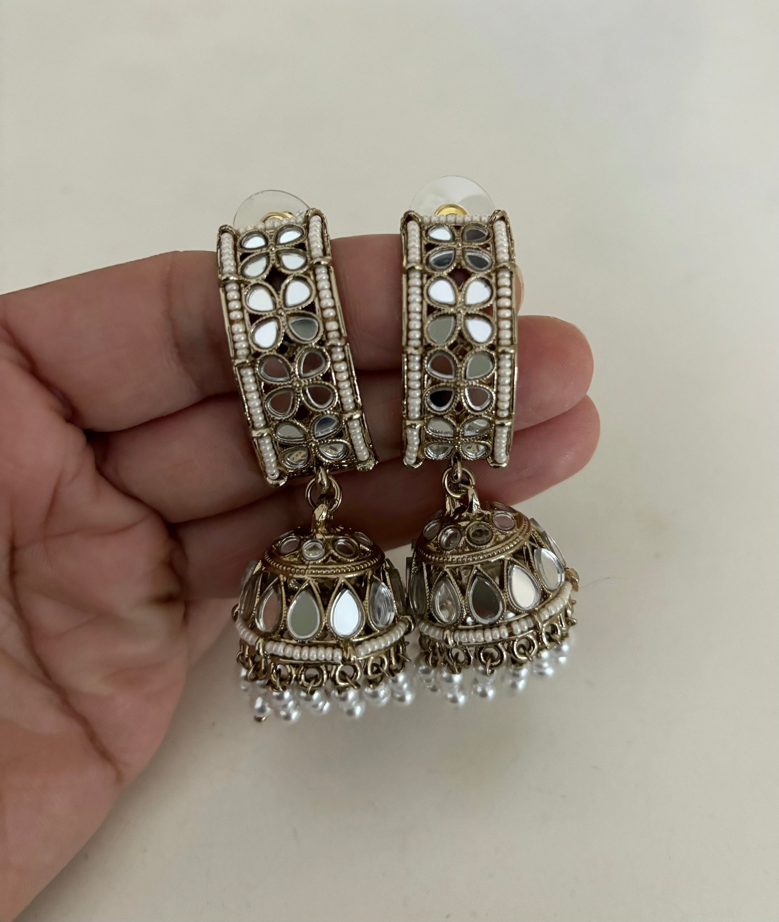 Eva pearl Mirror jhumka  image 0