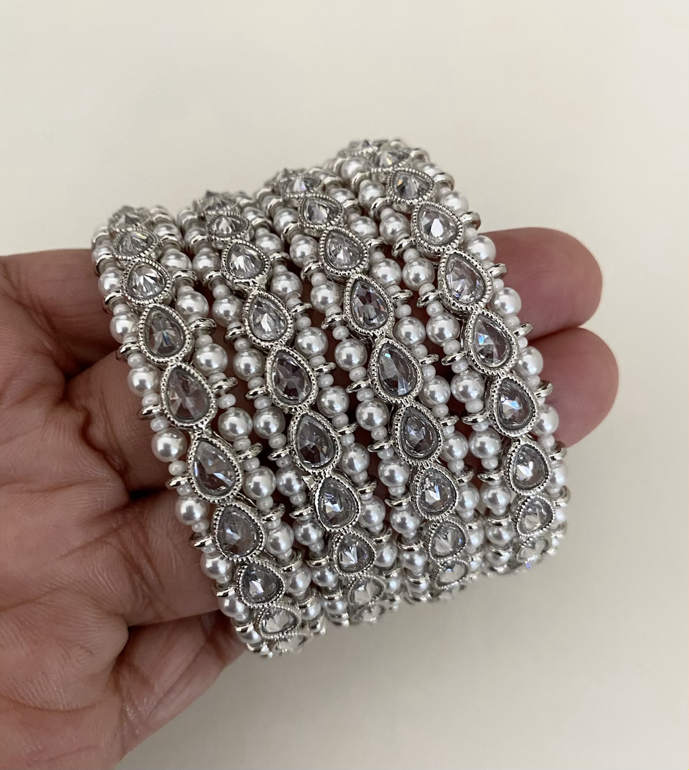 Silver pearl tear drop  image 0