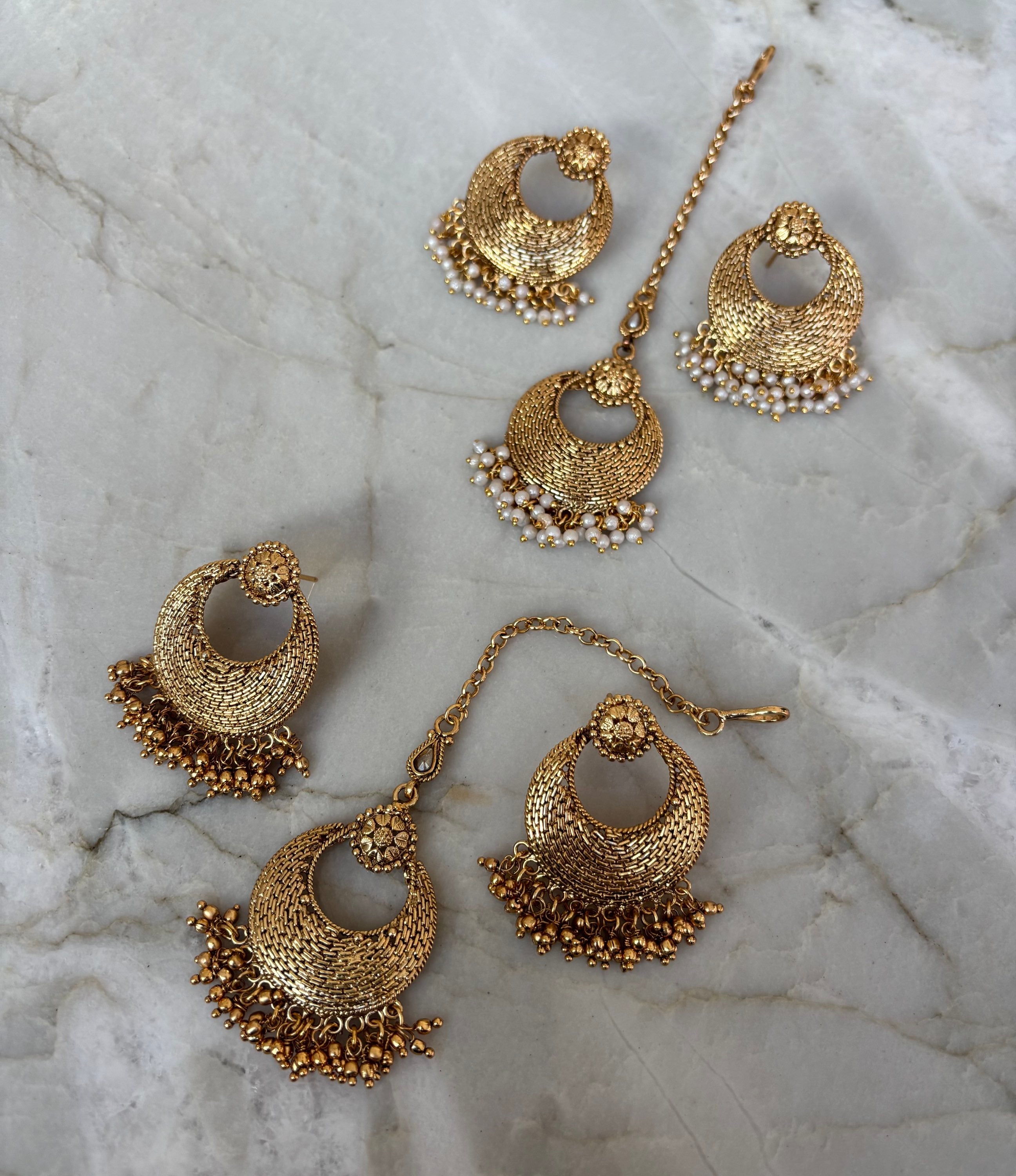 Vintage gold tikli/earring set  image 0