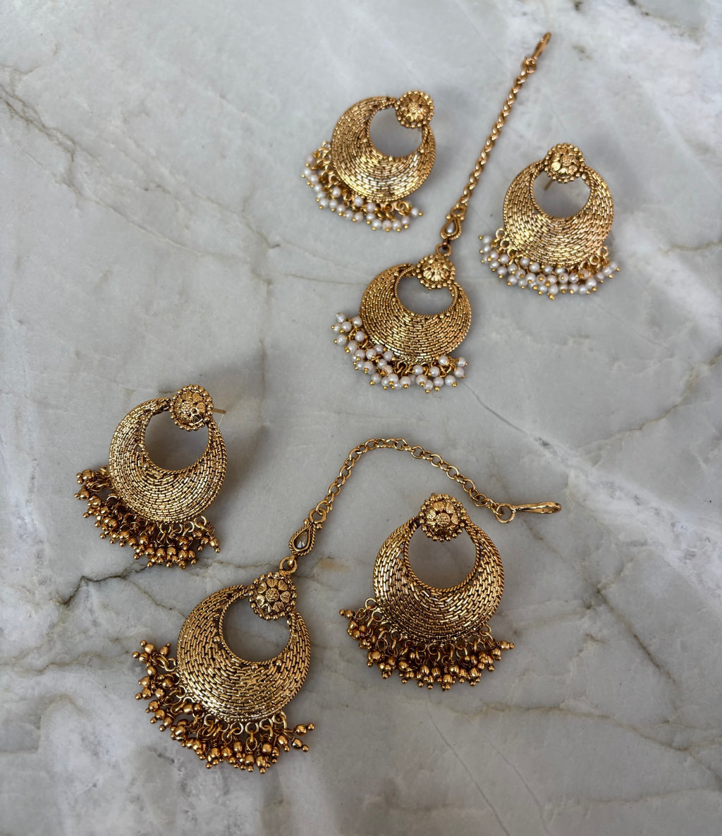 Vintage gold tikli/earring set  image 0