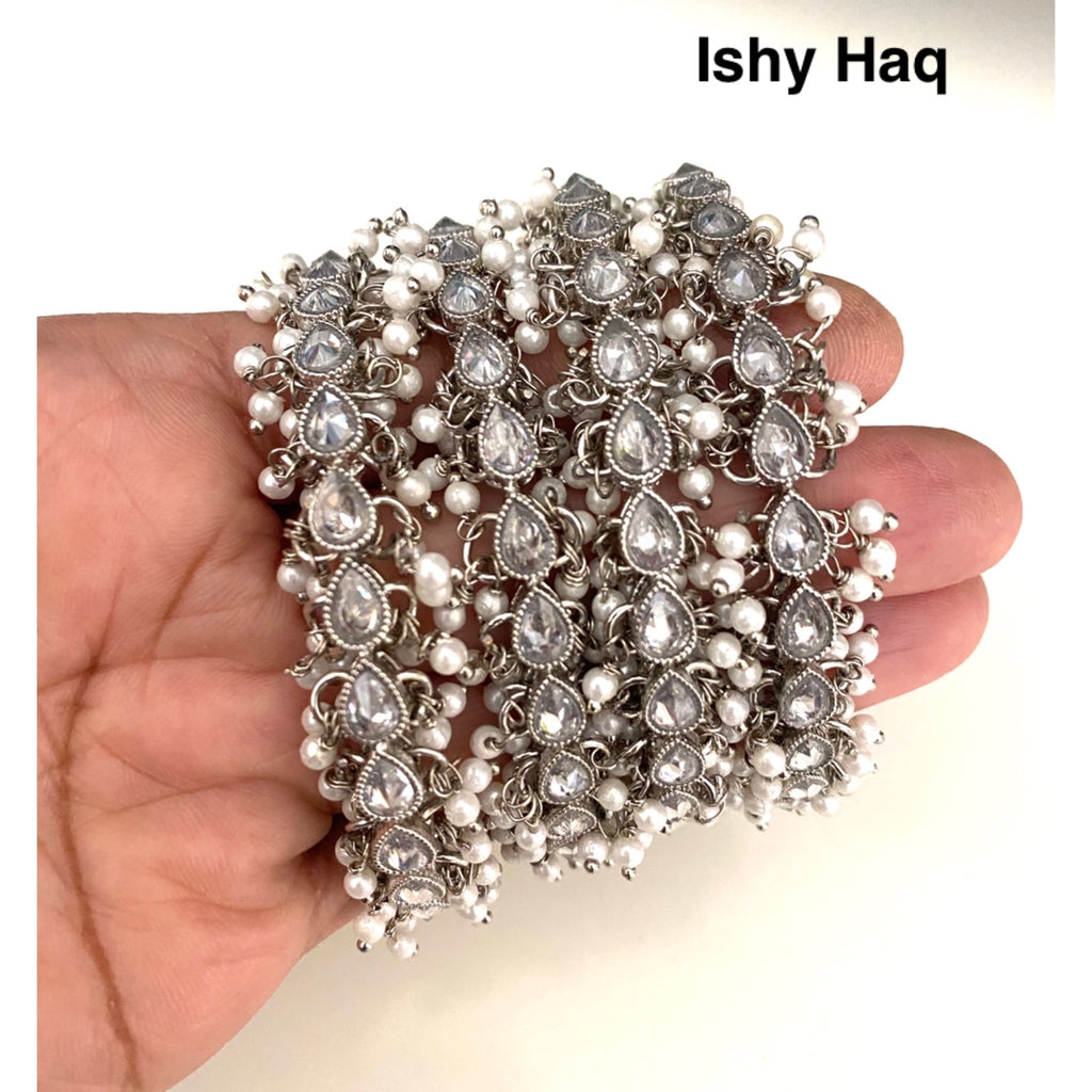 Tear drop pearl trim (silver) image 0