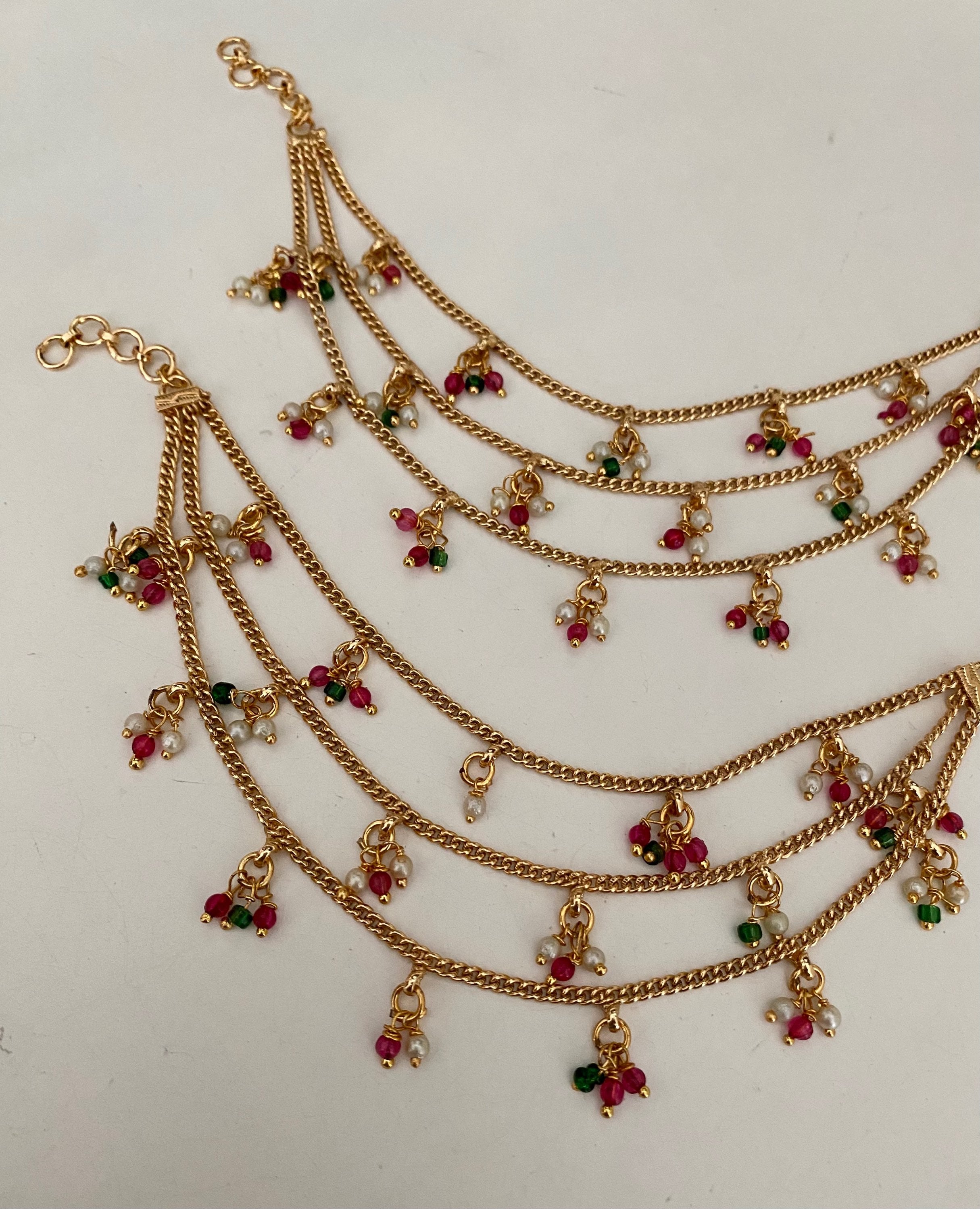 Multicolour pearl drop earring chain  image 1