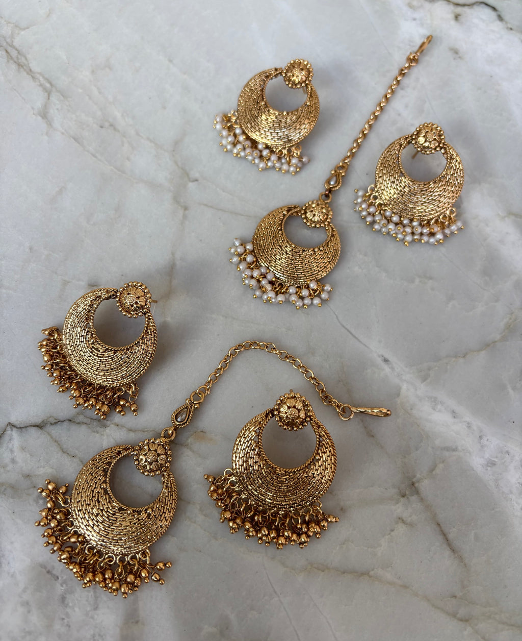 Vintage gold tikli/earring set  image 3
