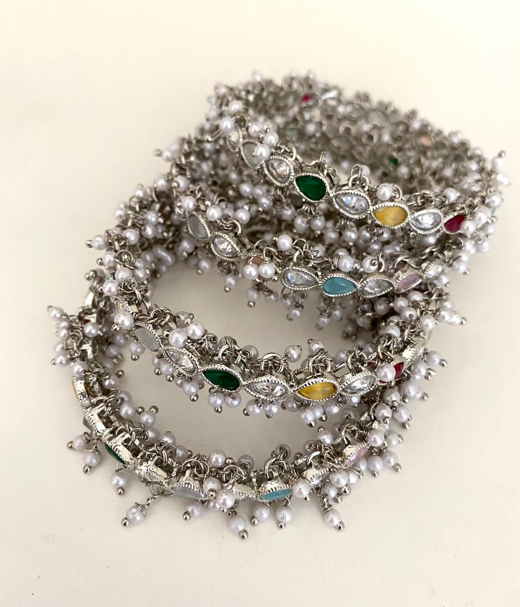 Silver tear drop (multicolour stonework) image 1