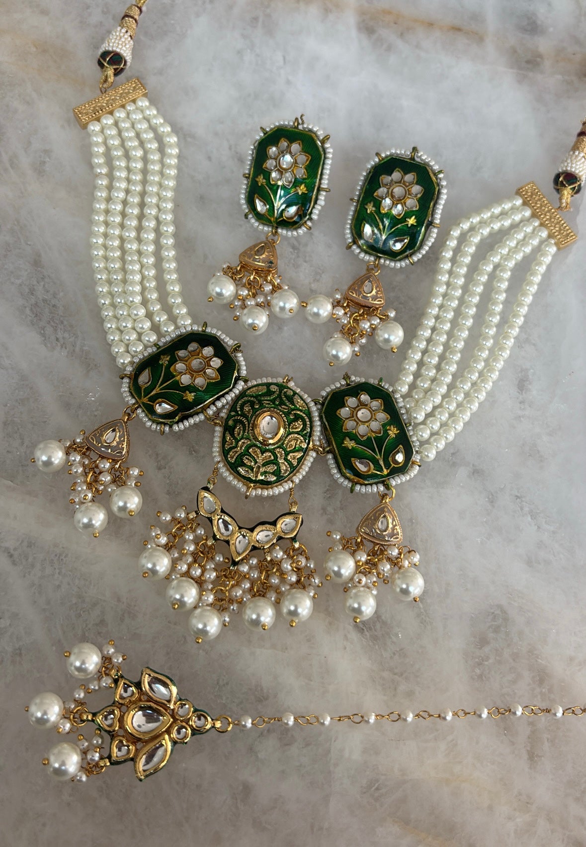 Kundan Green/ Pearl