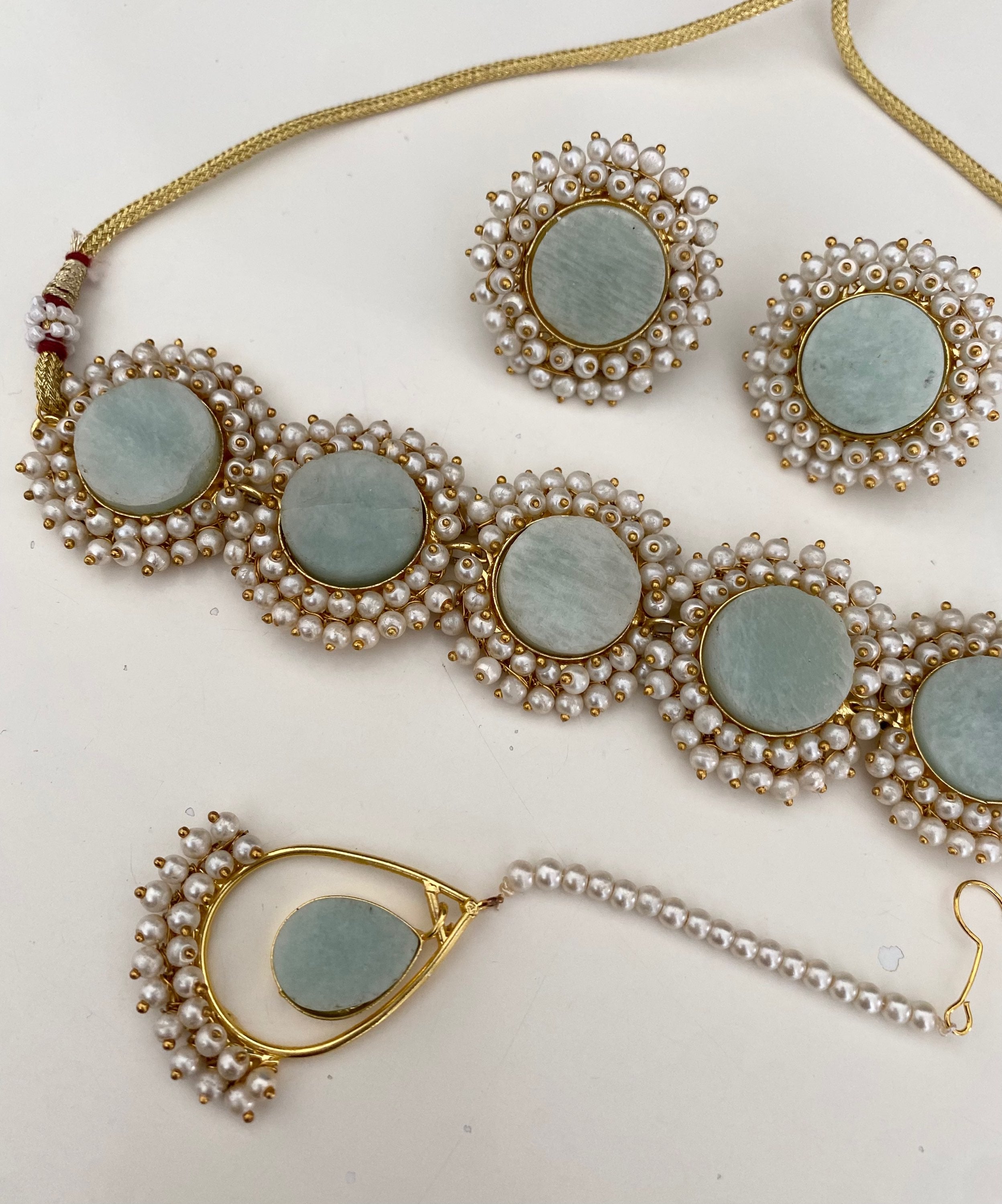 Raw stone pearl trim (light blue) image 1