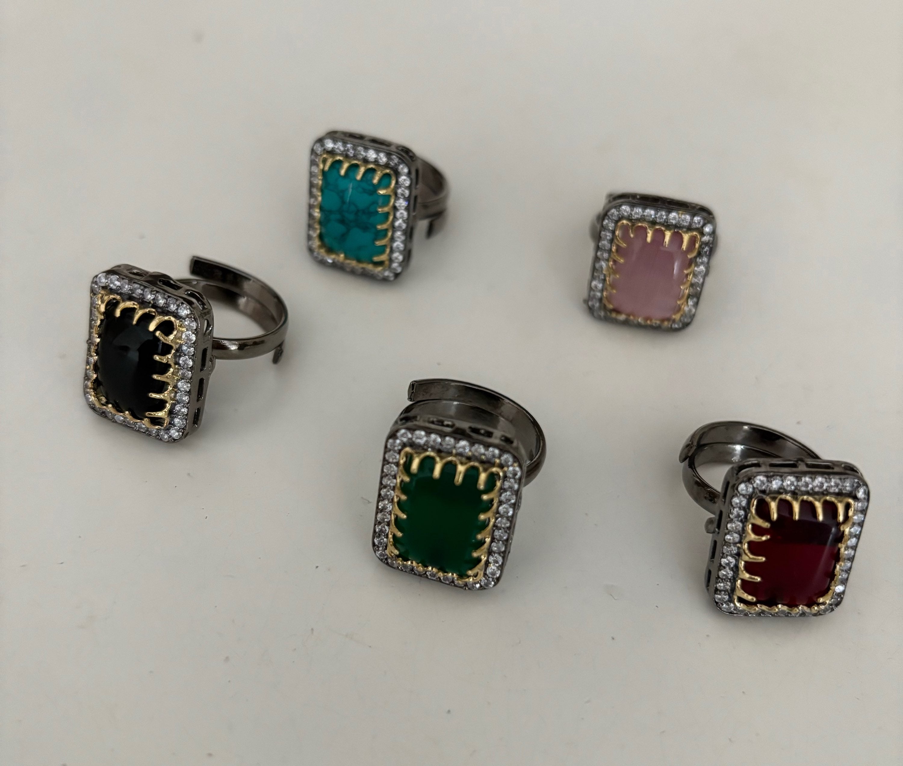 Stonework size adjustable finger ring  image 0