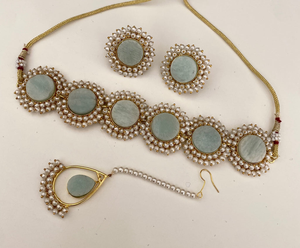 Raw stone pearl trim (light blue) image 3