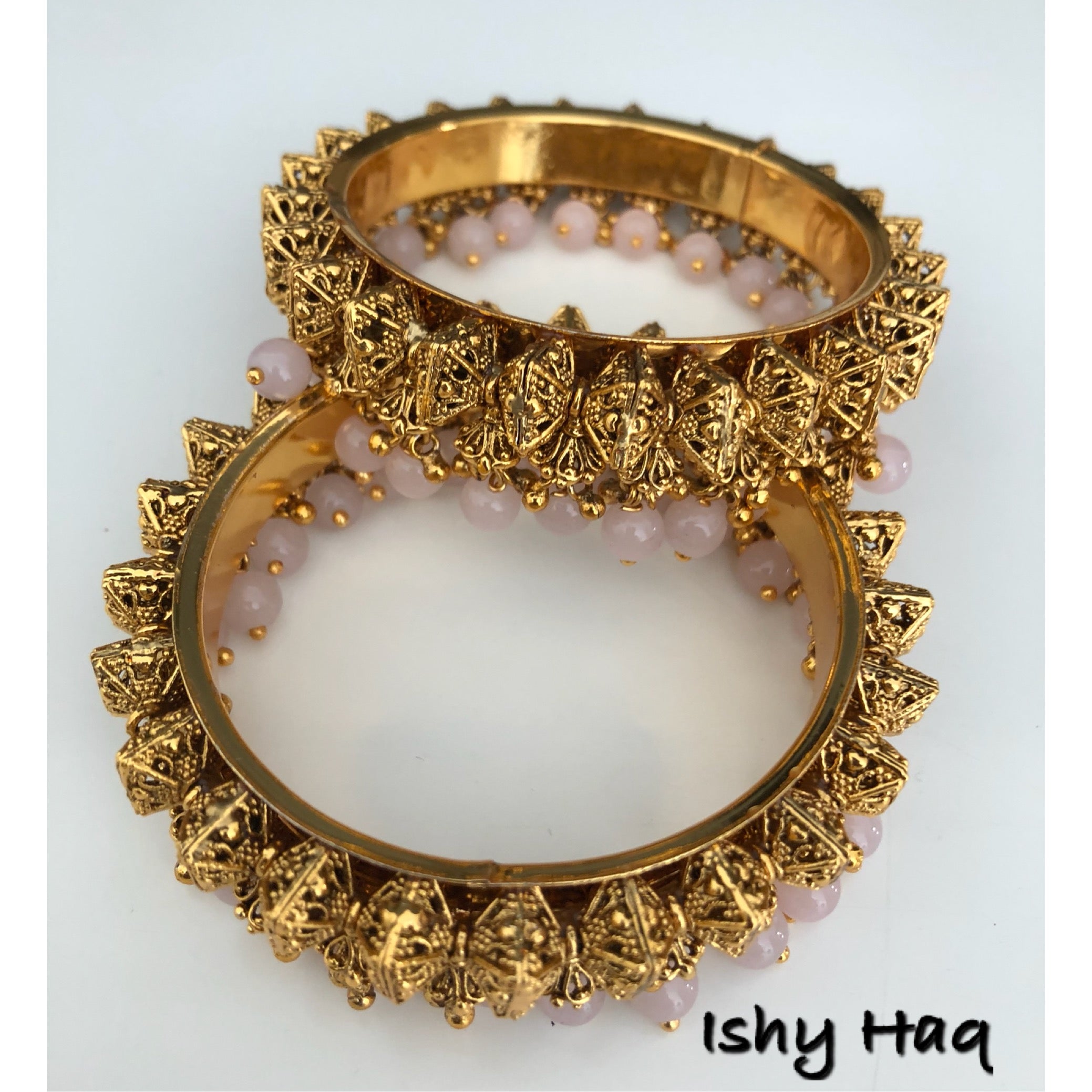 Baby Pink Bead Drop Bangles image 0