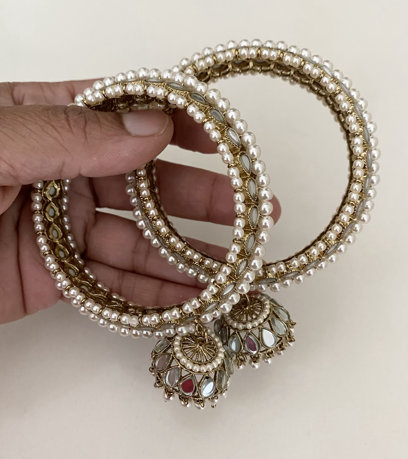 Mirror work jhumka drop  image 3