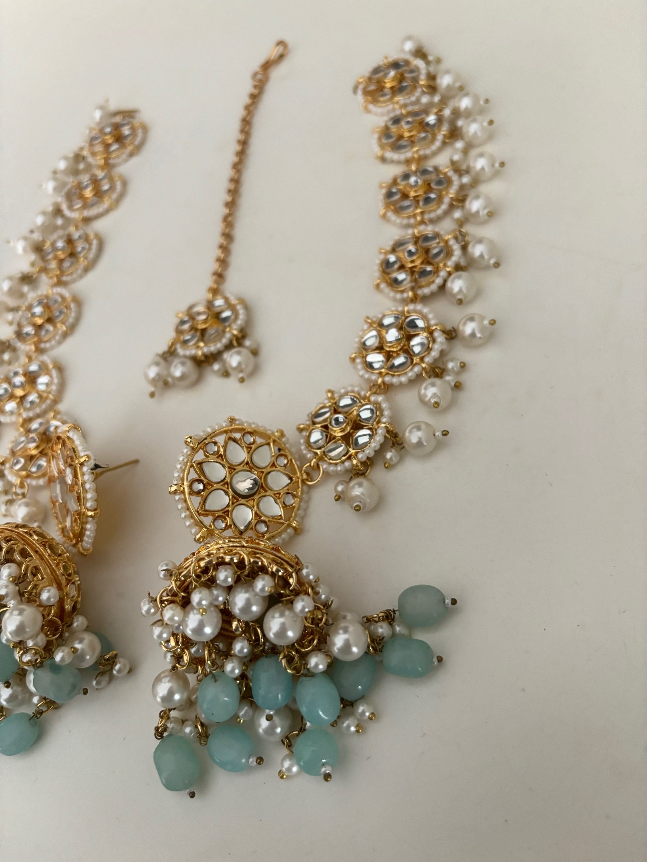 Jamuna jhumka with earring chain /tikli  image 1