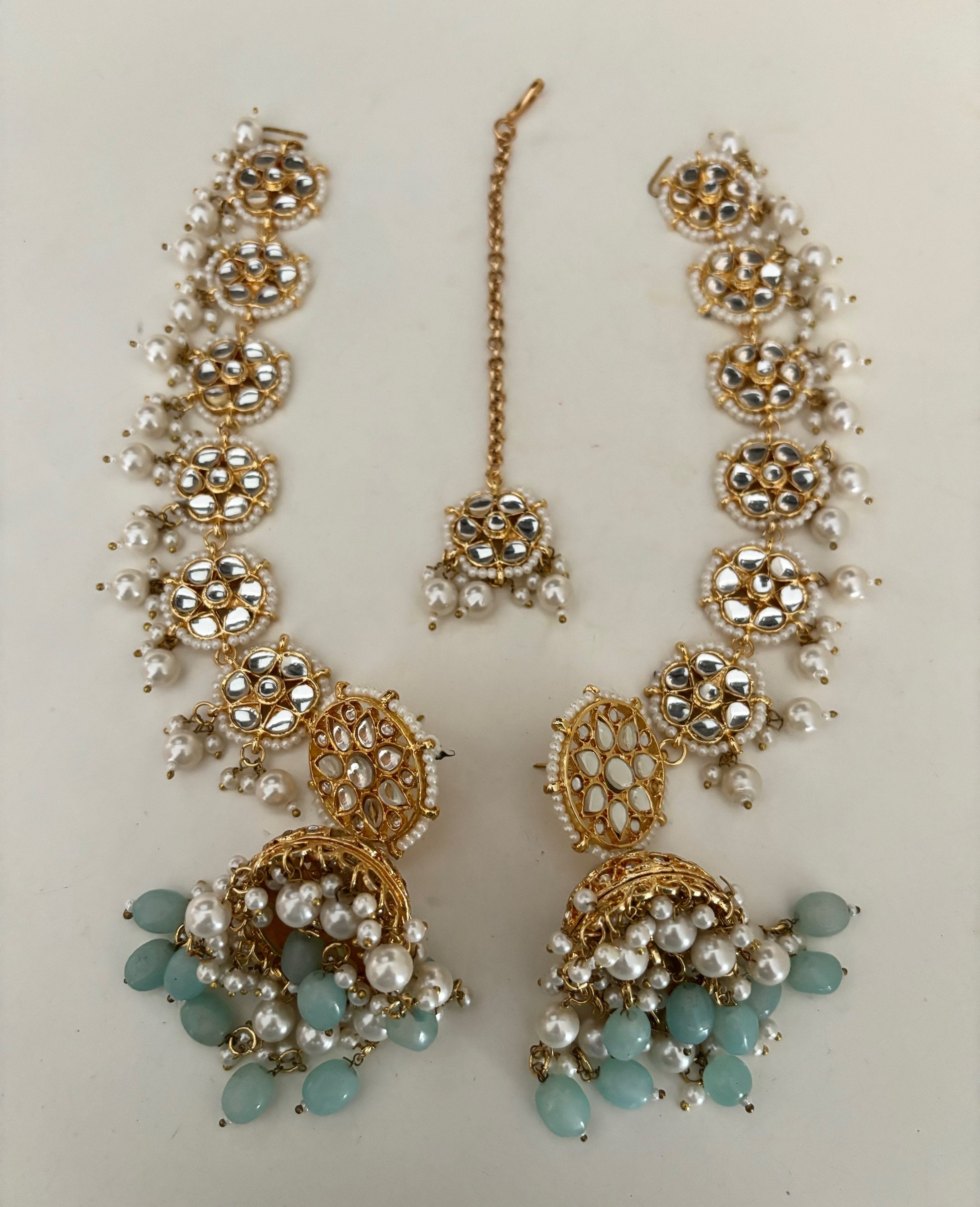 Jamuna jhumka with earring chain /tikli  image 0