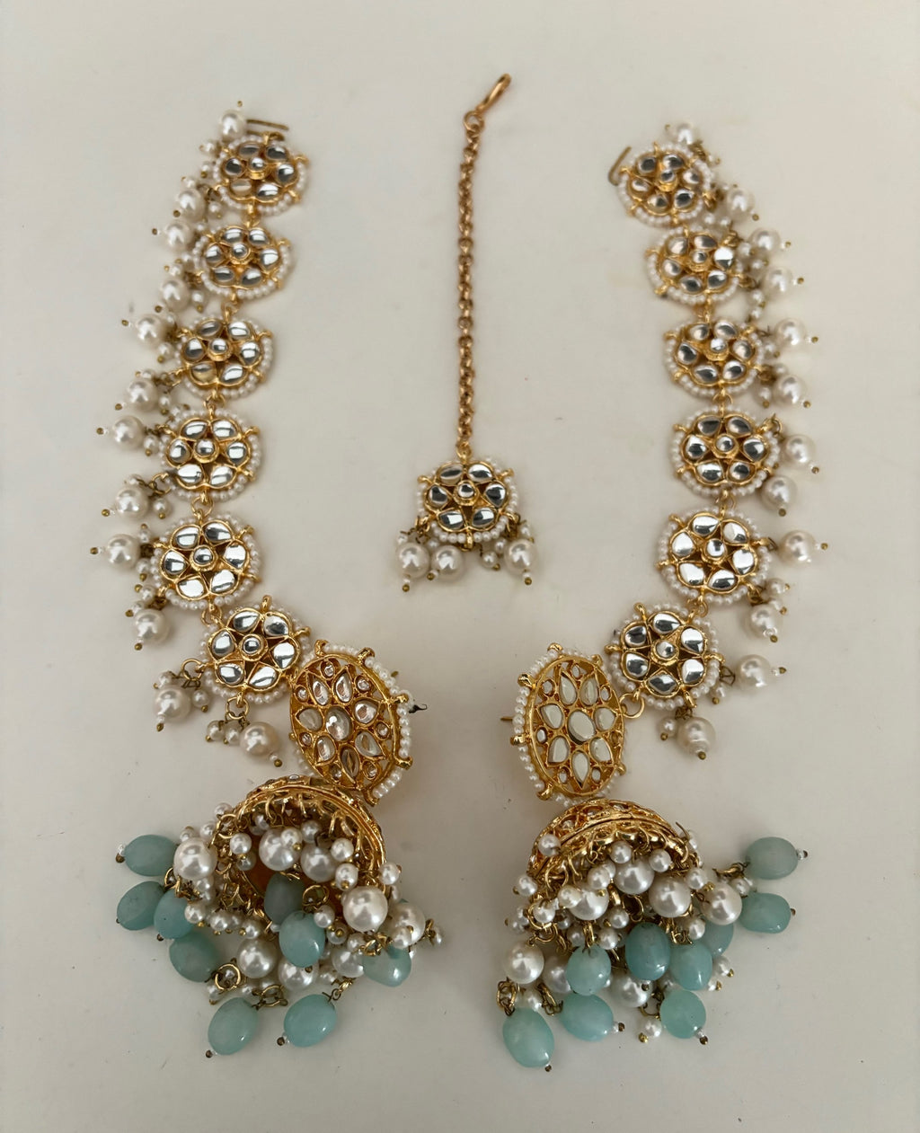Jamuna jhumka with earring chain /tikli  image 0