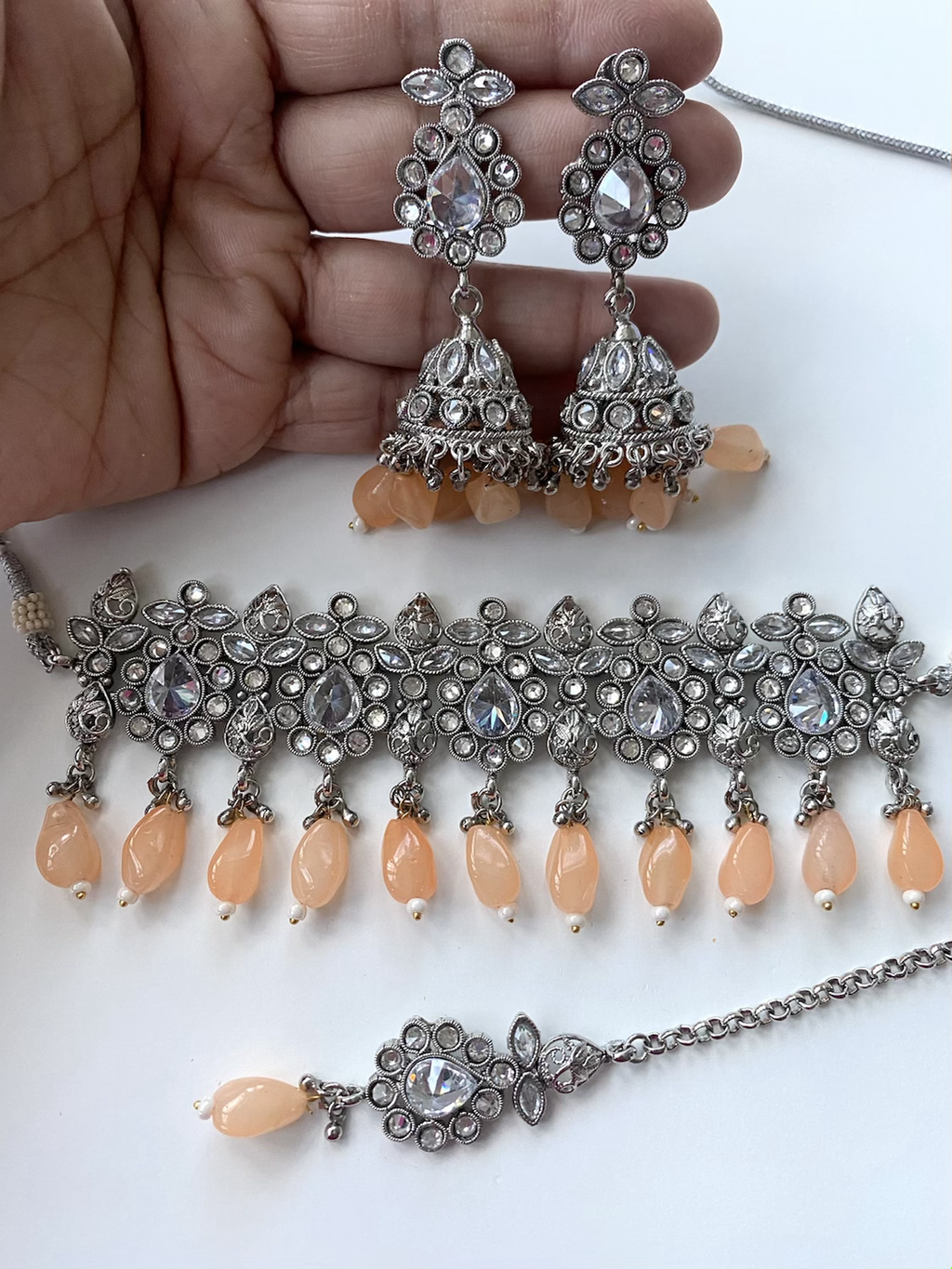 Silver orange peach droplet  image 2