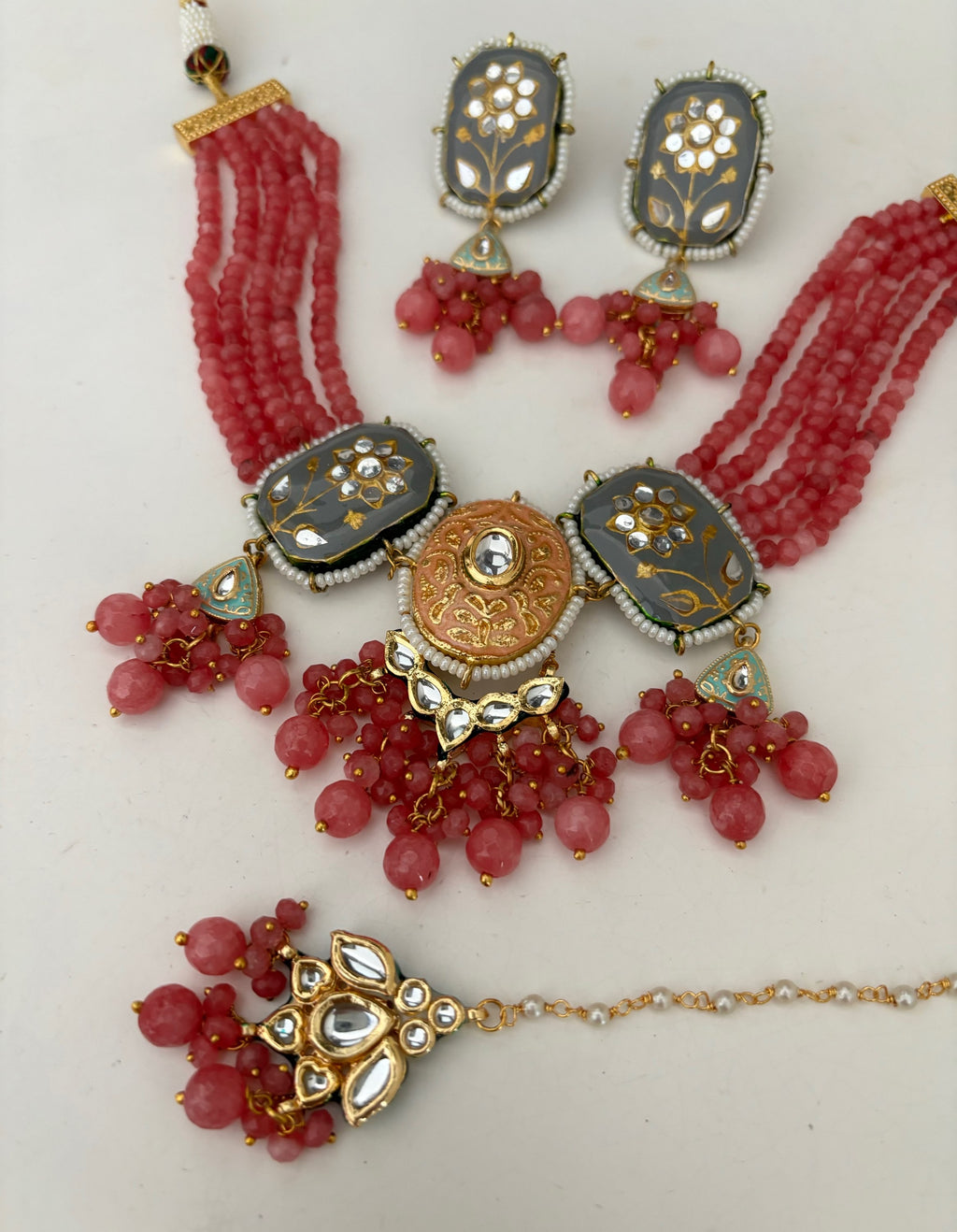 Kundan dark pink/grey  image 2