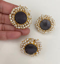 Raw stone earring and ring  image 0