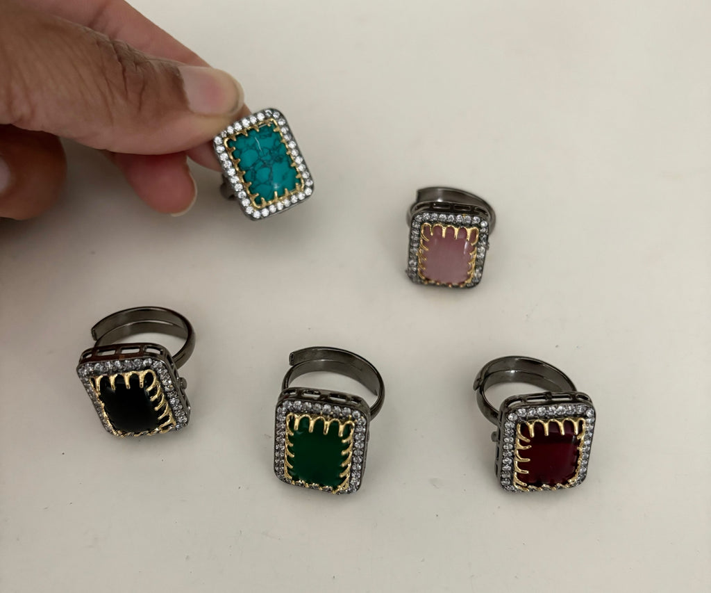 Stonework size adjustable finger ring  image 2
