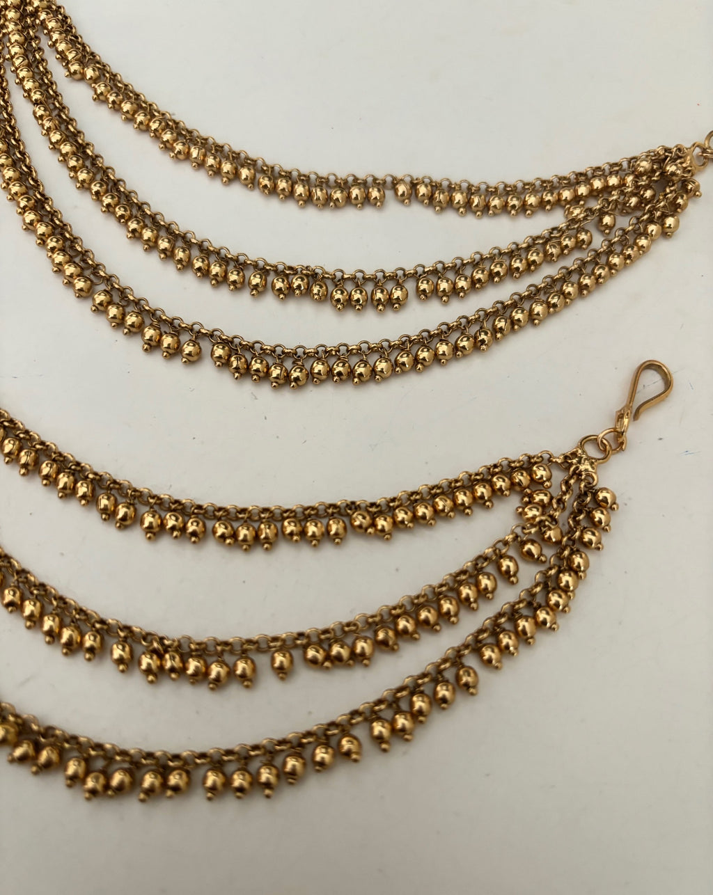 Gold ball drop earring chain image 2