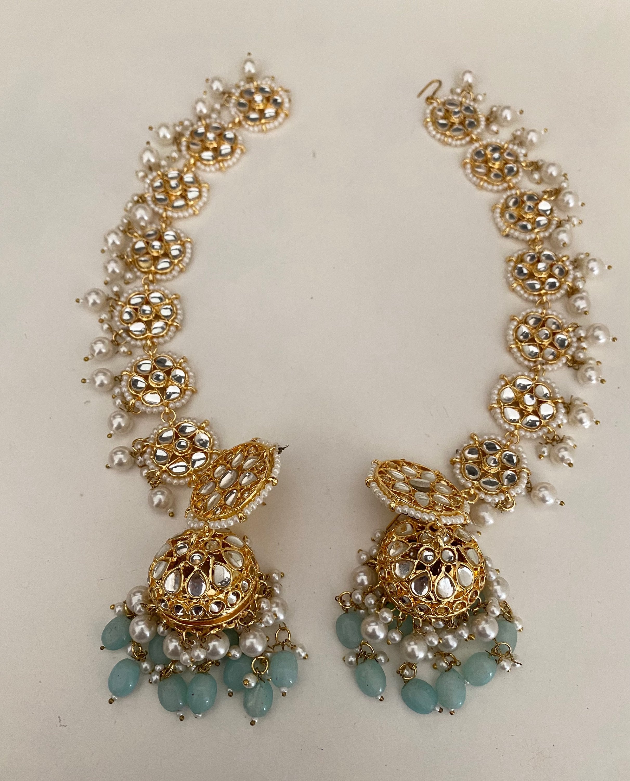 Jamuna jhumka with earring chain /tikli  image 3