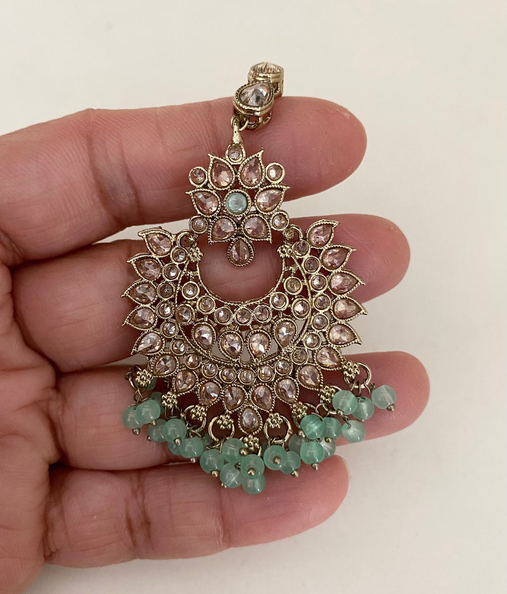 Antique mint bead drop  image 1
