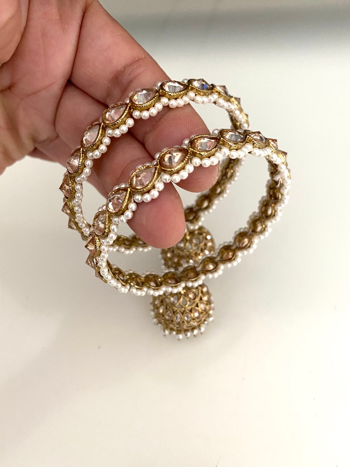 Antique gold jhumka drop image 2
