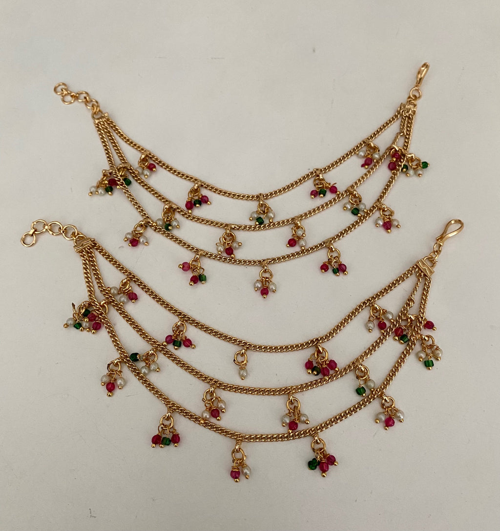 Multicolour pearl drop earring chain  image 0