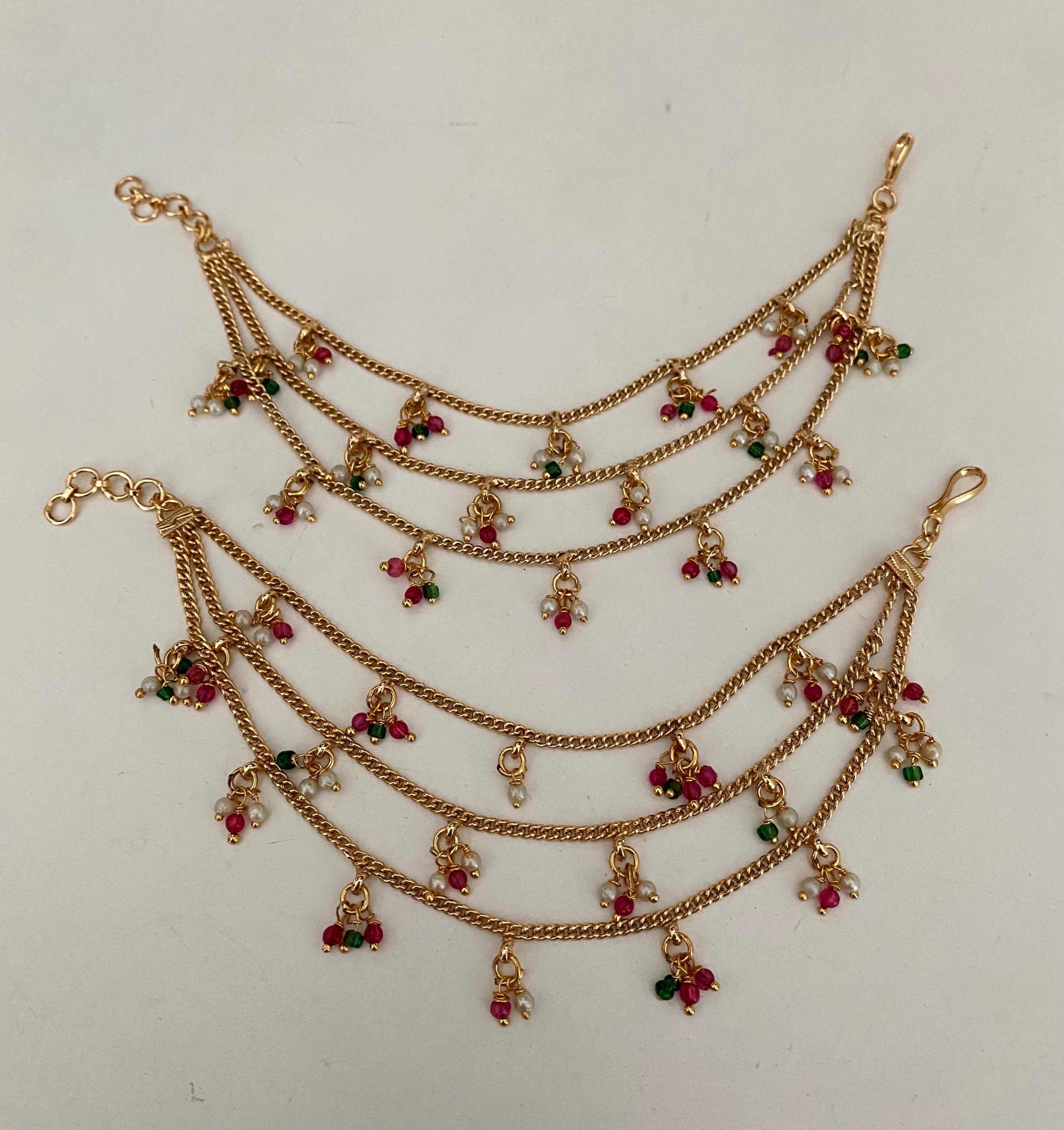 Multicolour pearl drop earring chain  image 0