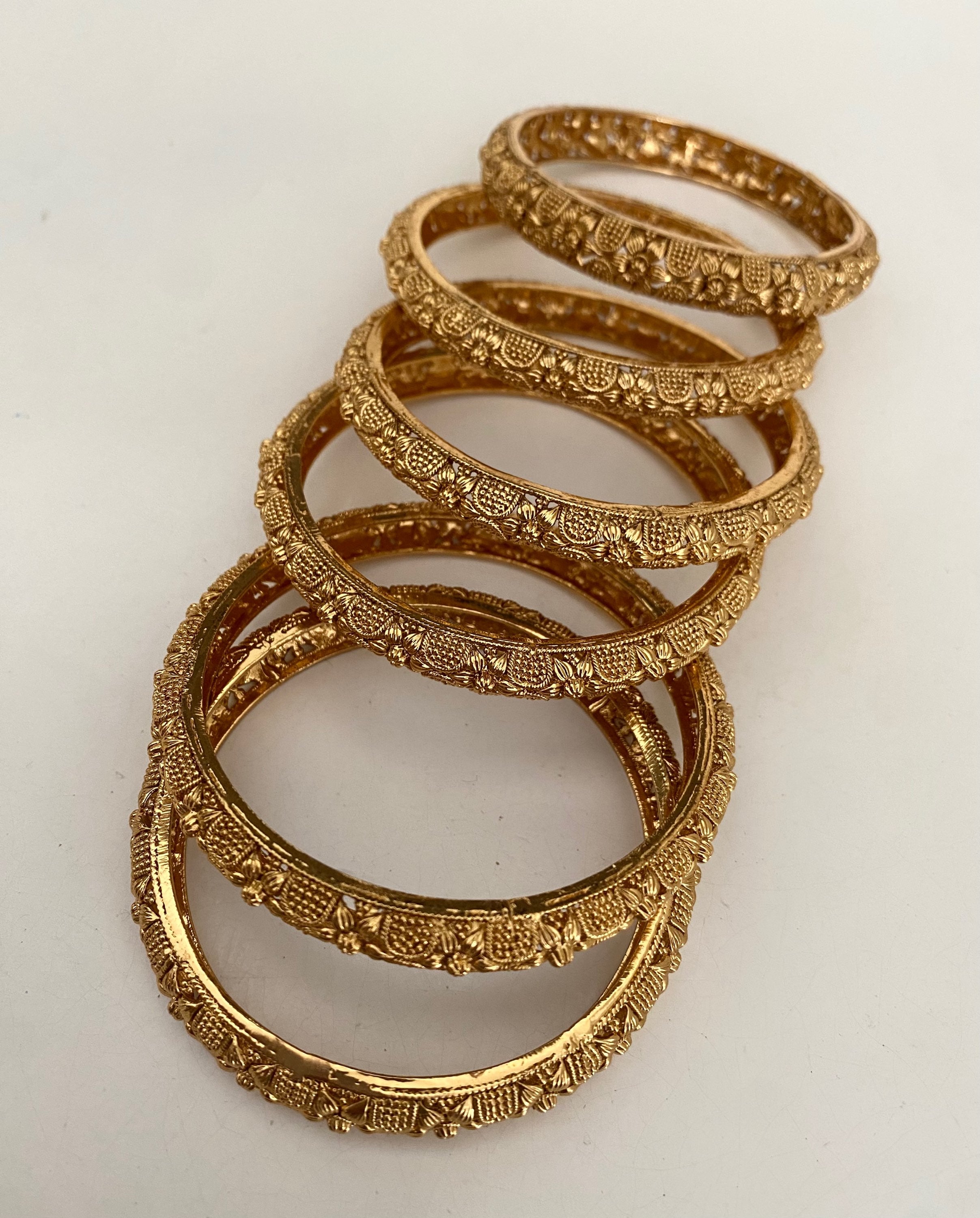 Floral Pattern Vintage Gold Bangles image 1