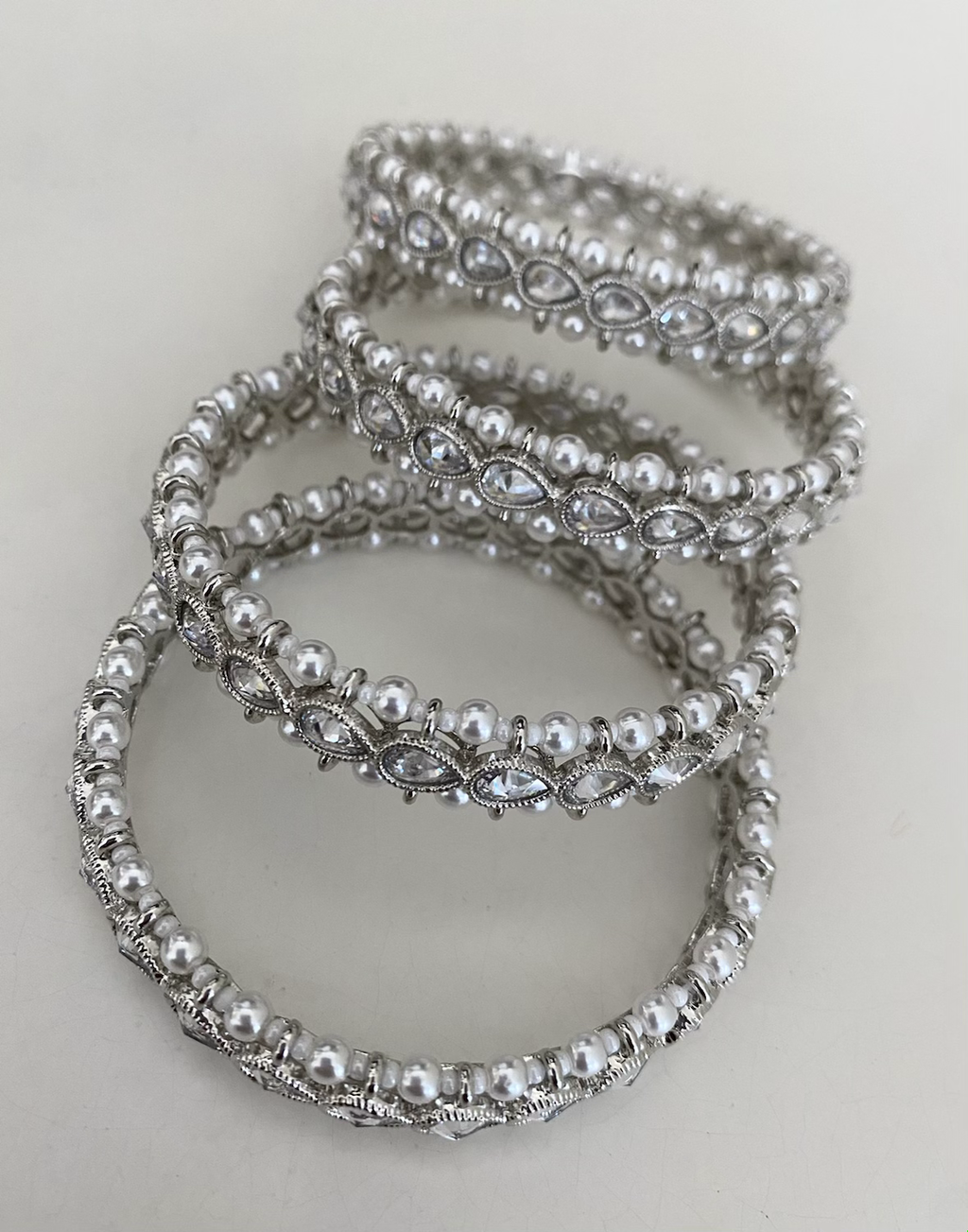 Silver pearl tear drop  image 1