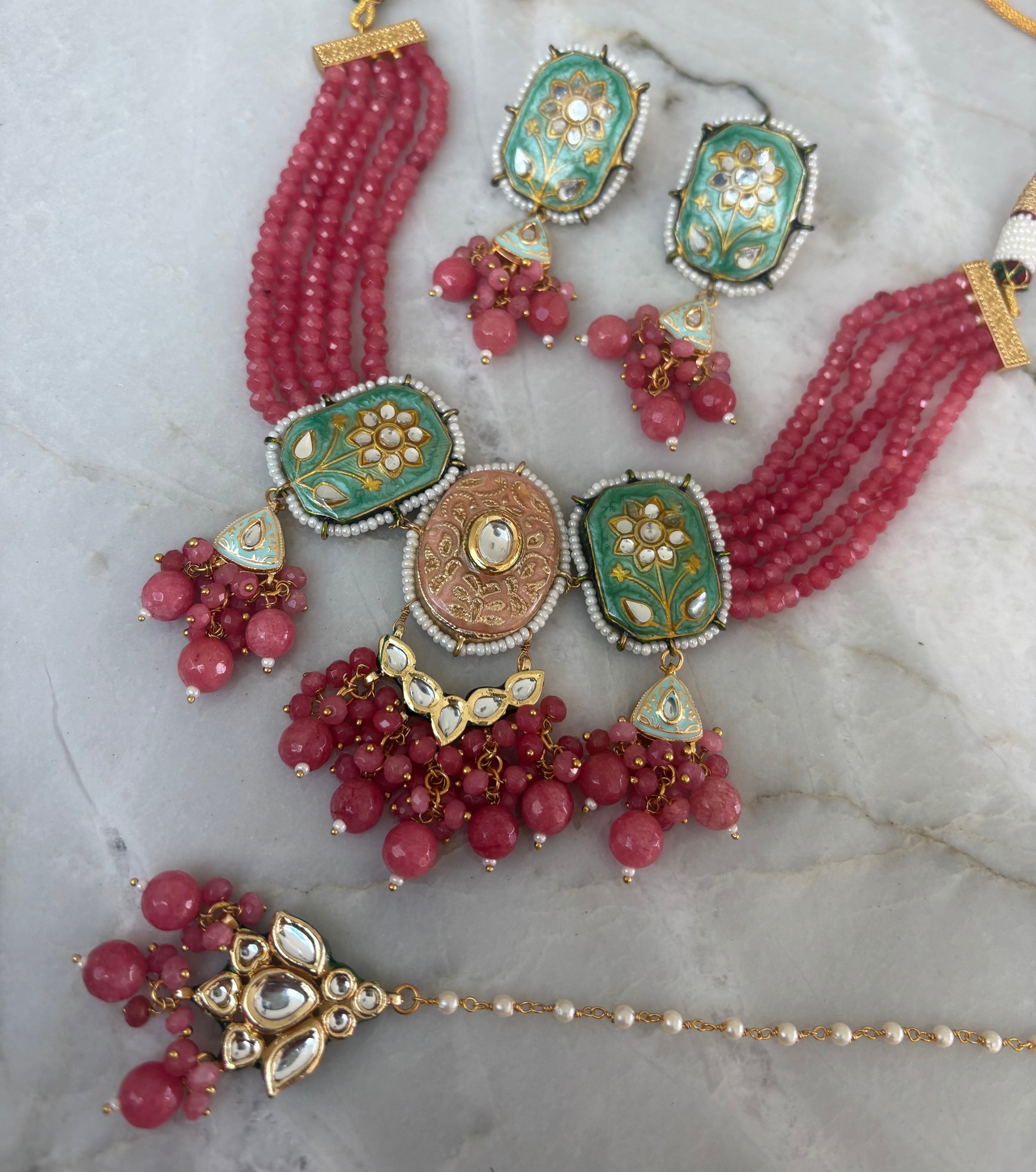 Kundan deep pink/ mint image 2