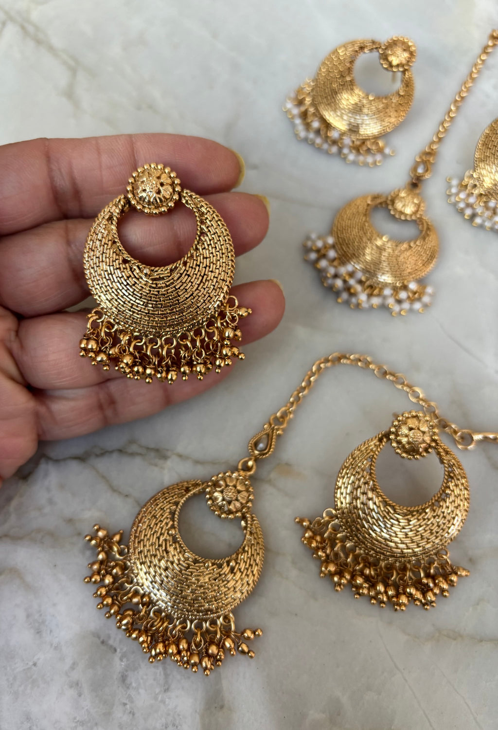 Vintage gold tikli/earring set  image 1