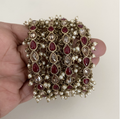Tear drop pearl trim (maroon/ dark red) image 0