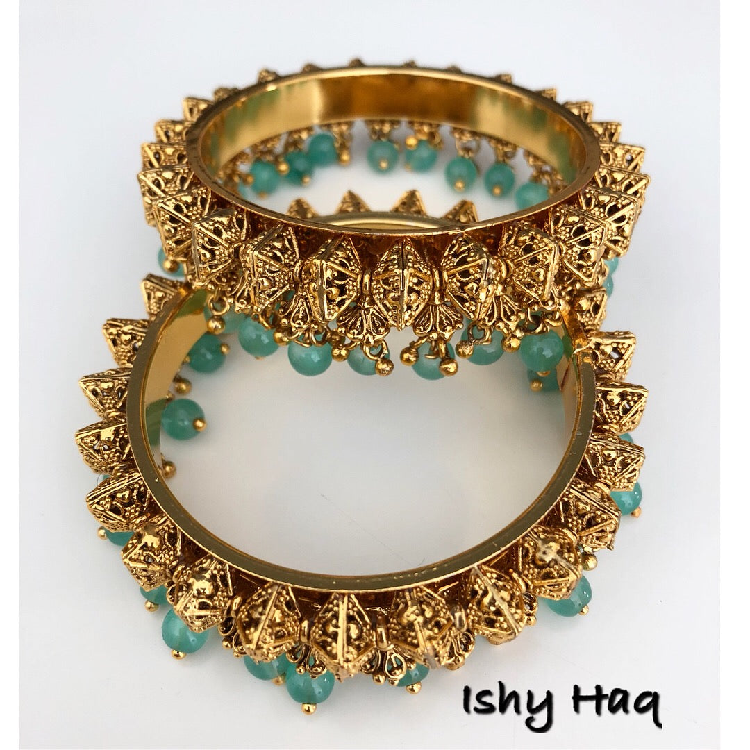 Mint Bead Drop Bangles image 0