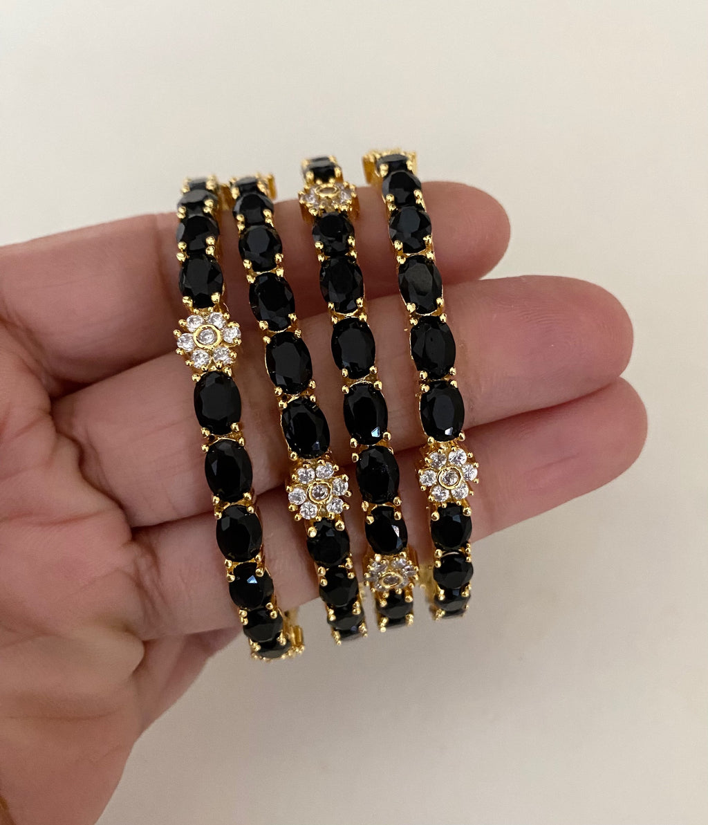 Black stonework set of 4 bangles  image 2