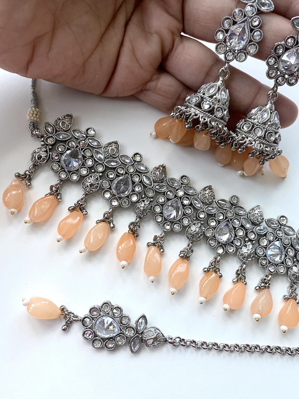 Silver orange peach droplet  image 1