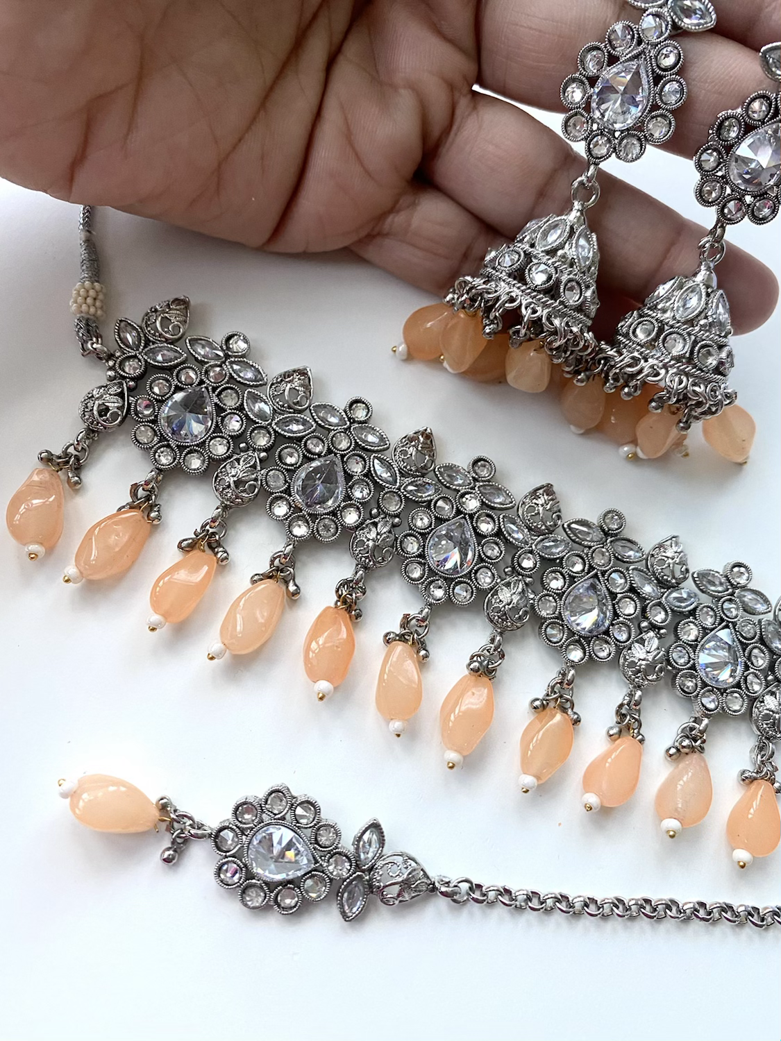 Silver orange peach droplet  image 1